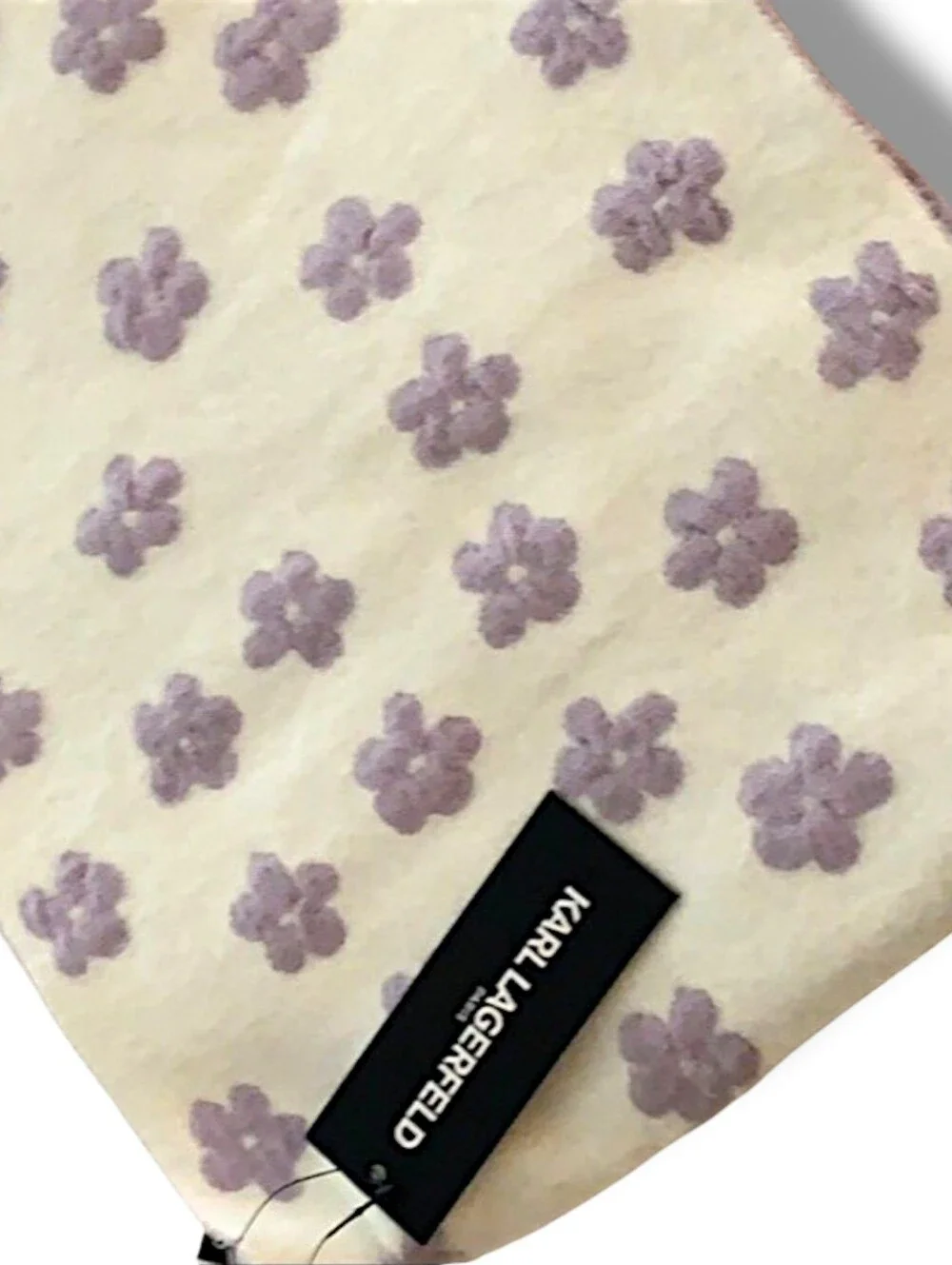 Karl Lagerfeld Lilac And Off-White Reversible Floral Infinity Scarf